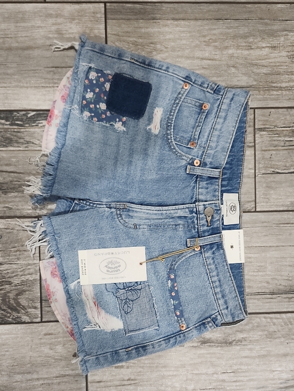 Lucky Brand Light Blue Embroidered Denim Shorts